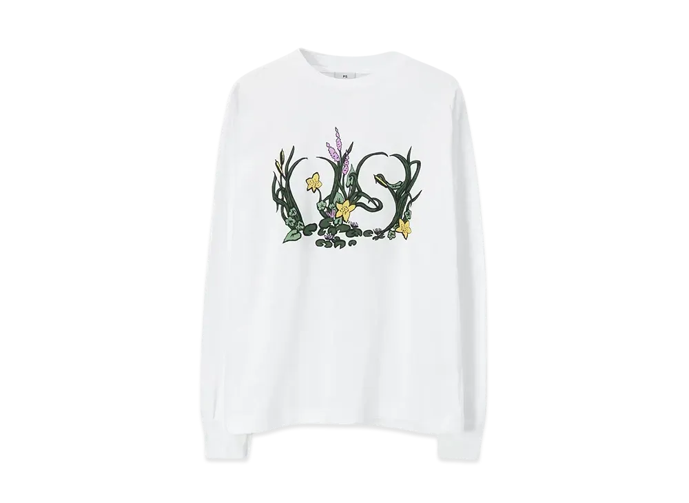 Paul Smith Women's Reeds Print Long Sleeve T-Shirt "White"