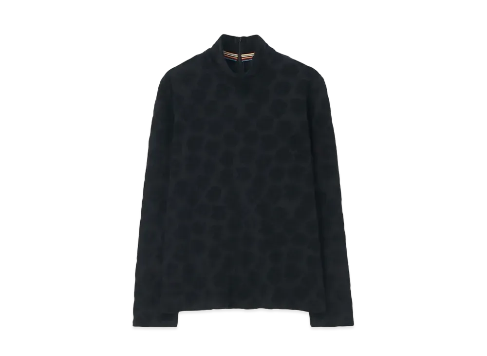 Paul Smith Women's Floral Jacquard Long Sleeve Cut and Sewn "Black"