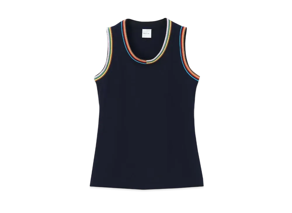 Paul Smith Women's Signature Rib Sleeveless Cut and Sewn "Black"