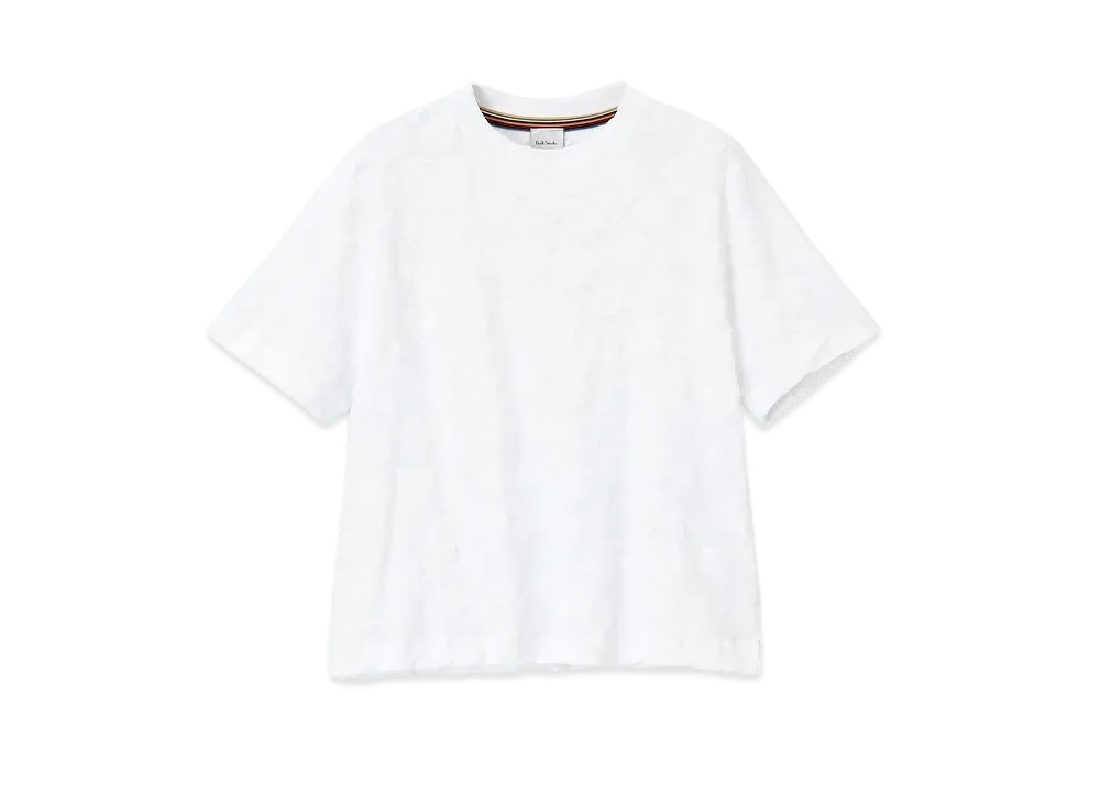 Paul Smith Women's Floral Jacquard Short Sleeve Cut and Sewn "White"