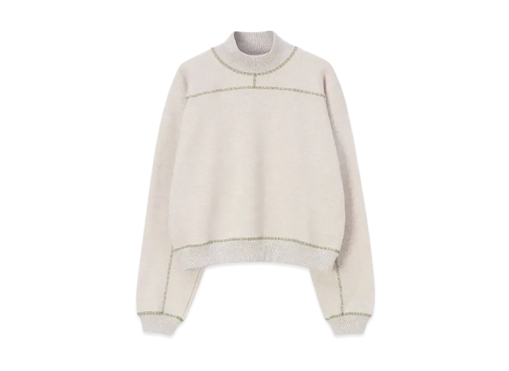Paul Smith Women's Color Stitch Mock Neck Sweatshirt "Ecru"
