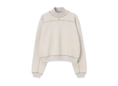 Paul Smith Women's Color Stitch Mock Neck Sweatshirt "Ecru"