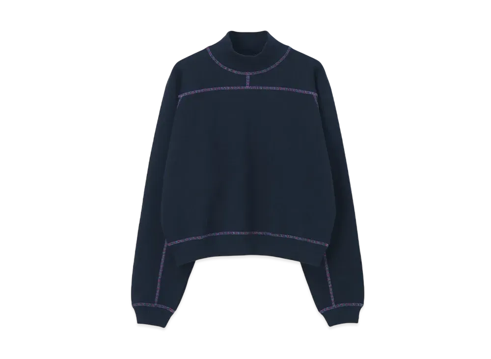 Paul Smith Women's Color Stitch Mock Neck Sweatshirt "Navy"