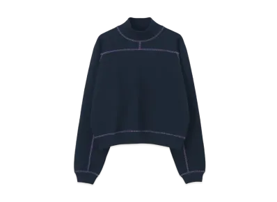 Paul Smith Women's Color Stitch Mock Neck Sweatshirt "Navy"