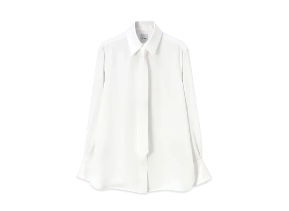 Paul Smith Women's Satin Tie Shirt "White"
