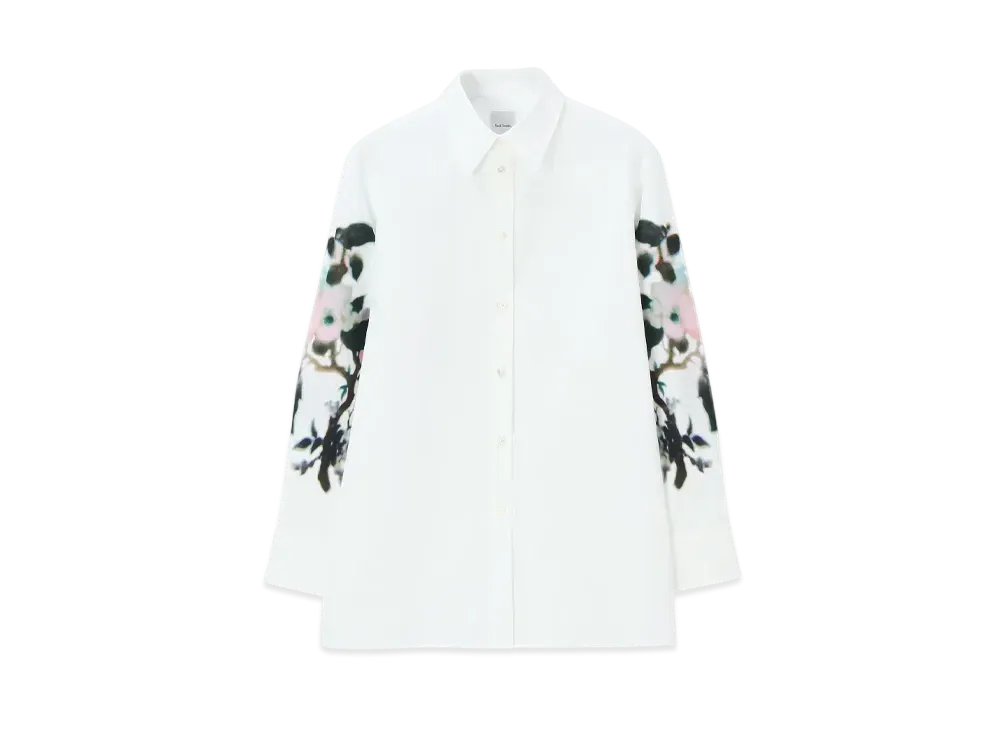 Paul Smith Womens Lens Blur Botanical Sleeve Print Shirt "OffWhite"