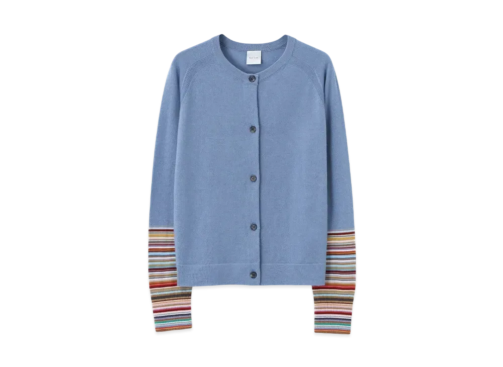 Paul Smith Women's Sleeve Striped Cardigan "GrayishBlue"