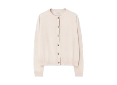 Paul Smith Women's Swirl Button Crew Neck Cardigan "Ecru"