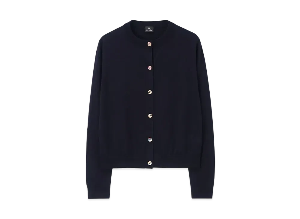 Paul Smith Women's Swirl Button Crew Neck Cardigan "Navy"