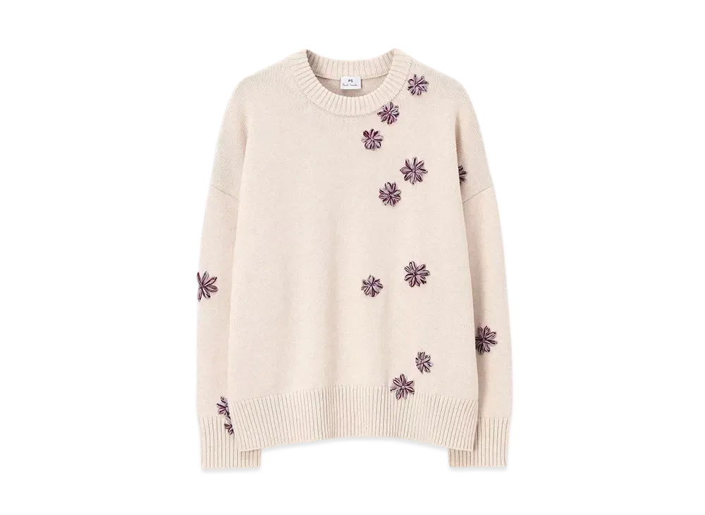 Paul Smith Women's Flower Embroidered Knit "Ecuru"