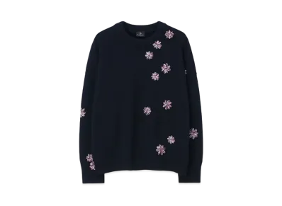 Paul Smith Women's Flower Embroidered Knit "Navy"