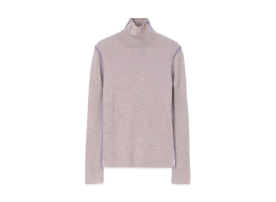 Paul Smith Women's Contrast Color Ribbed Turtle Knit "Beige"