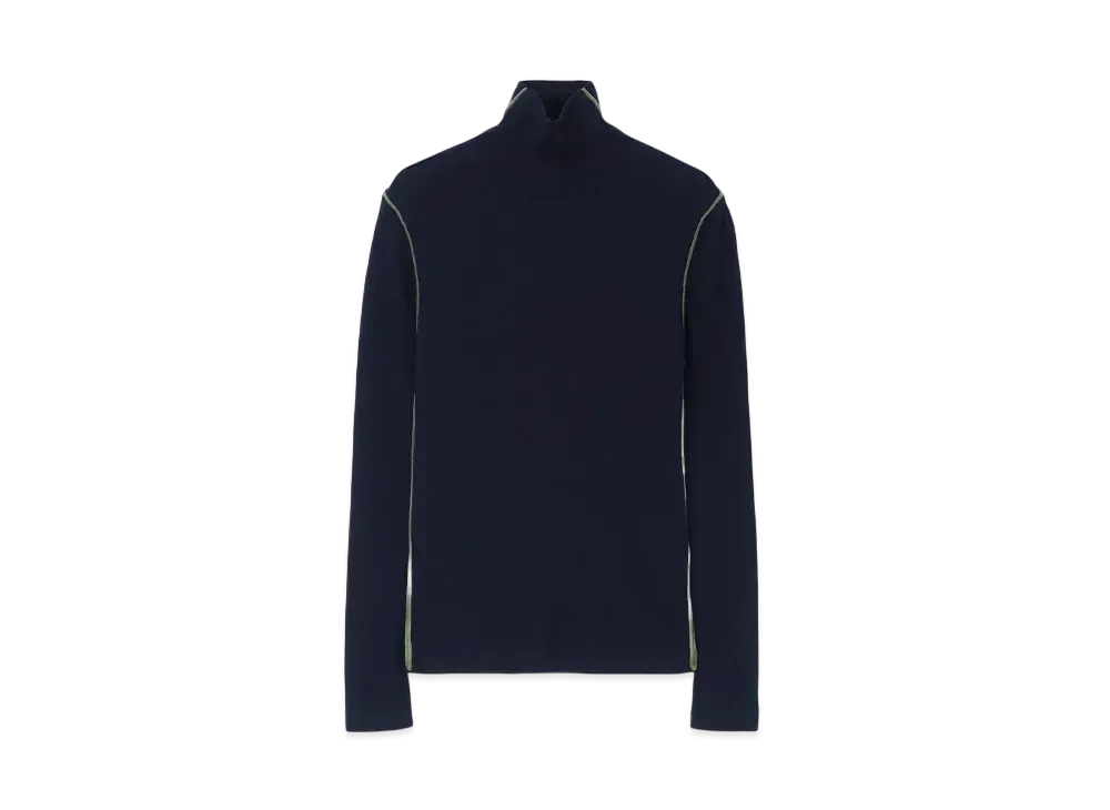 Paul Smith Women's Contrast Color Ribbed Turtle Knit "Navy"