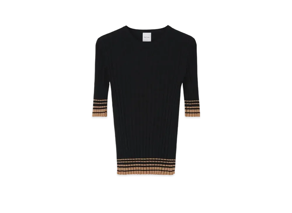Paul Smith Women's Contrast Color Short Sleeve Knit "Black"