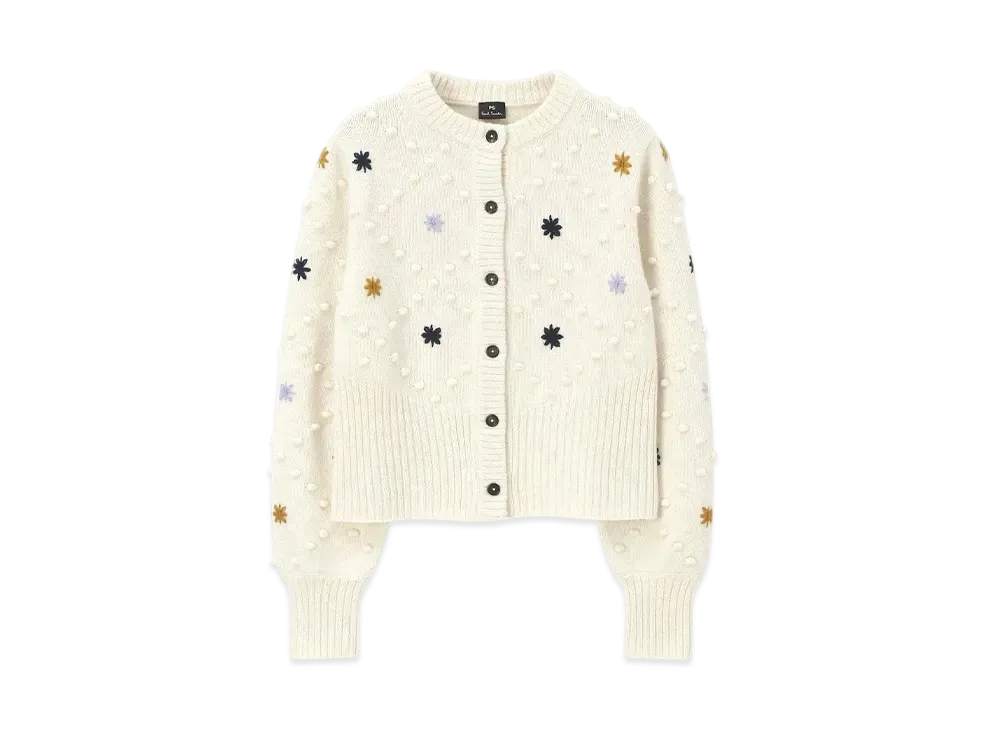Paul Smith Women's Embroidered Chunky Knit Cardigan "Ecuru"