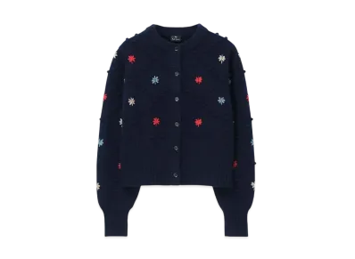 Paul Smith Women's Embroidered Chunky Knit Cardigan "Navy"
