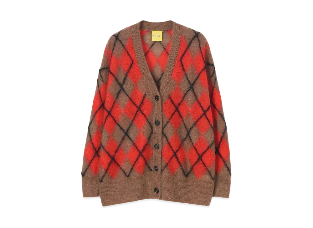 Paul Smith Women's Argyle Intarsia Cardigan "Orange"