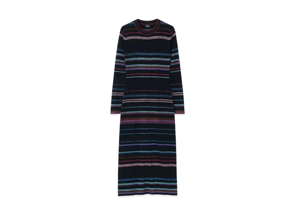 Paul Smith Women's Lame Border Rib Knit Dress "Black"