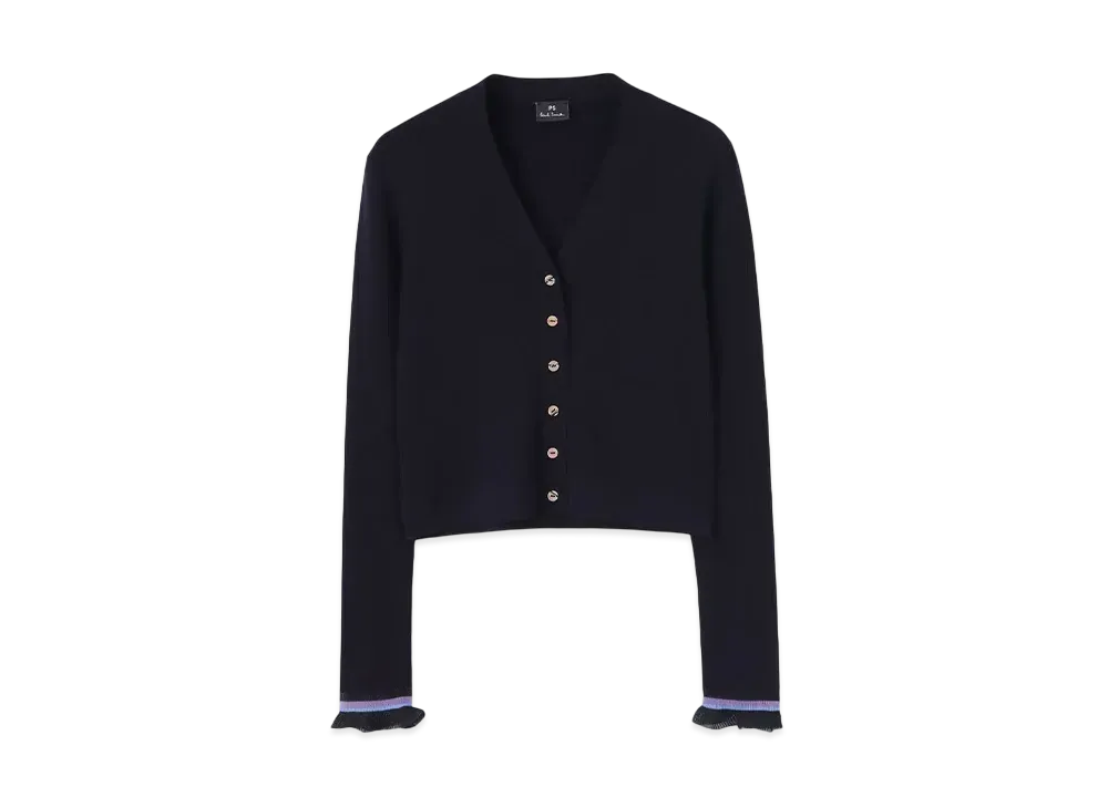 Paul Smith Women's Swirl Button V-Neck Cardigan "Navy"