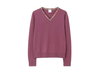 Paul Smith Women's Point Stripe V-Neck Knit "Rose"