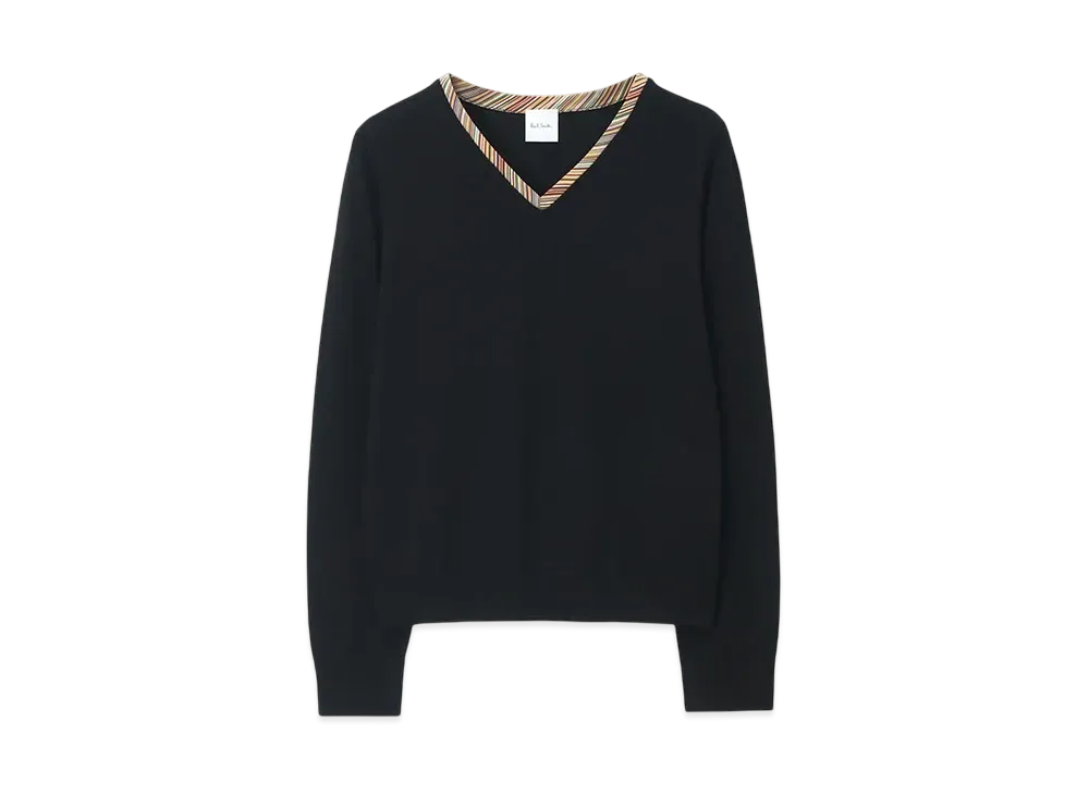 Paul Smith Women's Point Stripe V-Neck Knit "Black"