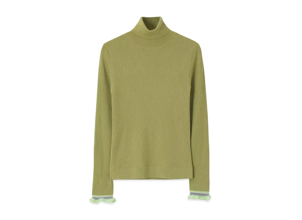 Paul Smith Women's Sheer Ruffle Turtleneck Knit "LightGreen"