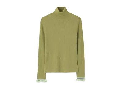 Paul Smith Women's Sheer Ruffle Turtleneck Knit "LightGreen"
