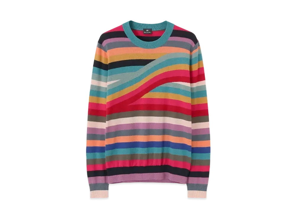 Paul Smith Women's Swirl Striped Wool Sweater "Multi"