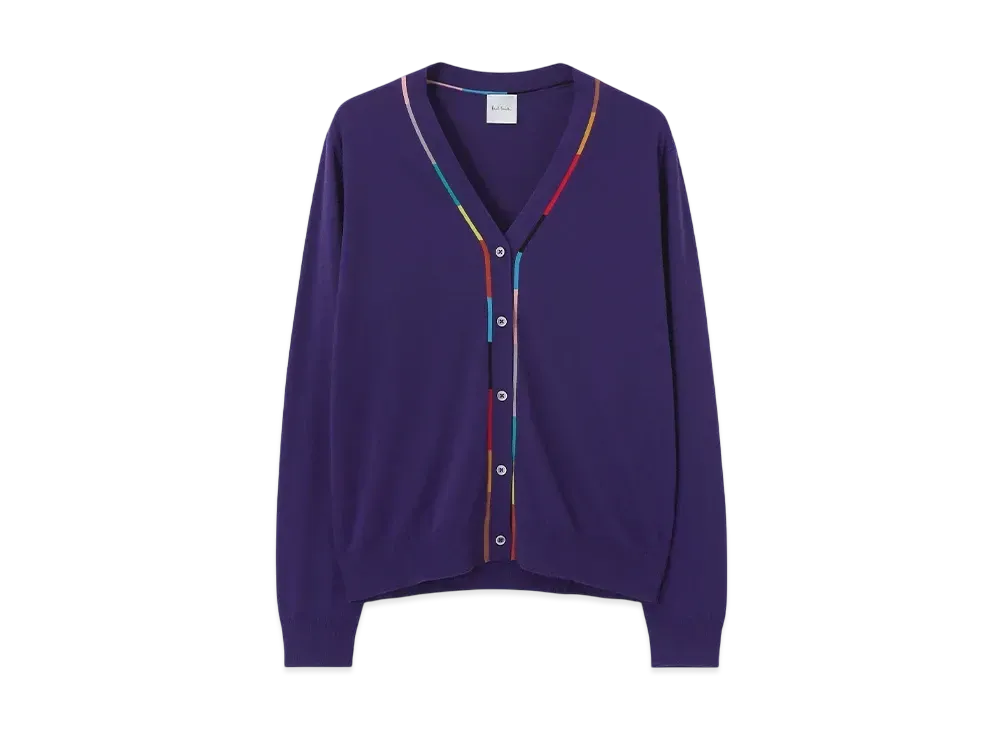 Paul Smith Women's Striped Neck Cardigan "Purple"