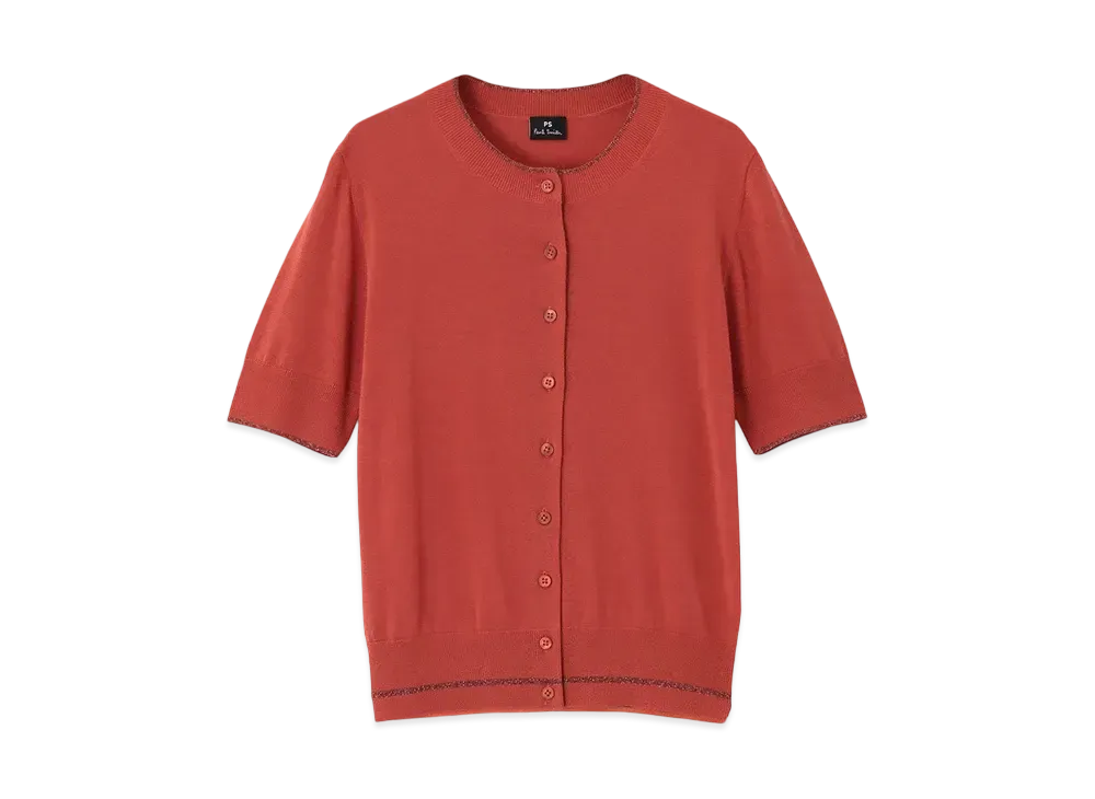 Paul Smith Womens Lame Point Short Sleeve Cardigan "Red"