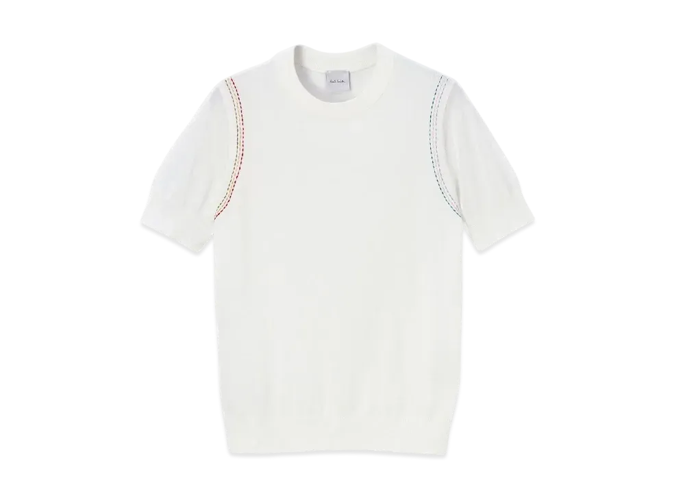 Paul Smith Womens Color Stitch Sheer Knit "White"