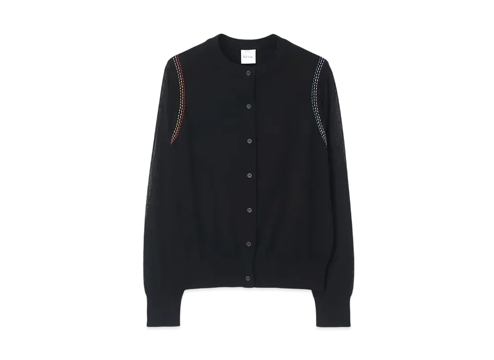 Paul Smith Womens Color Stitch Sheer Cardigan "Black"