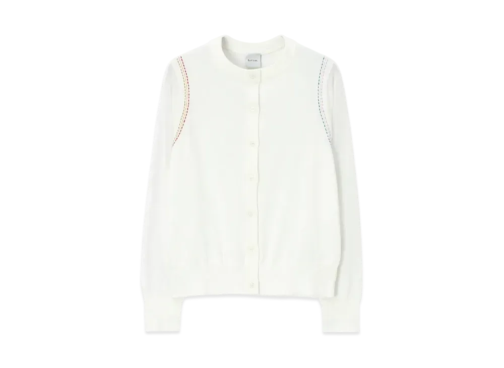 Paul Smith Womens Color Stitch Sheer Cardigan "White"