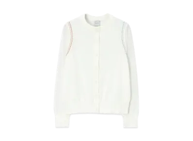 Paul Smith Womens Color Stitch Sheer Cardigan "White"
