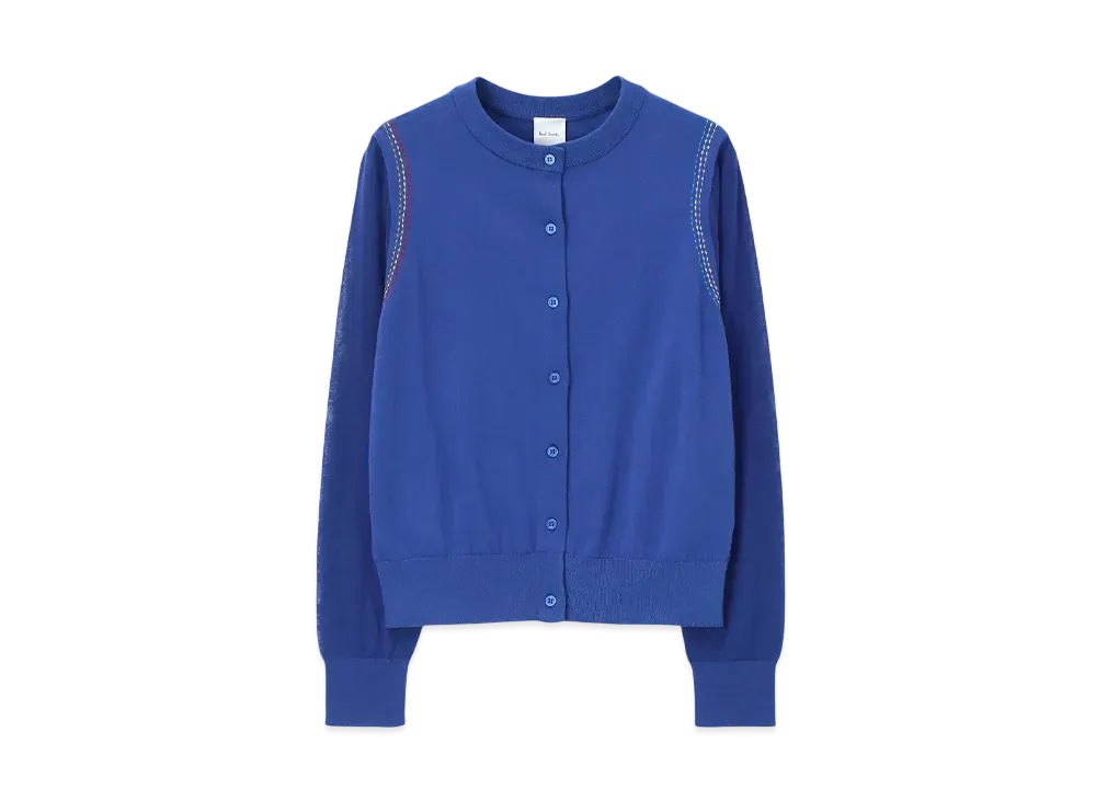 Paul Smith Womens Color Stitch Sheer Cardigan "Blue"