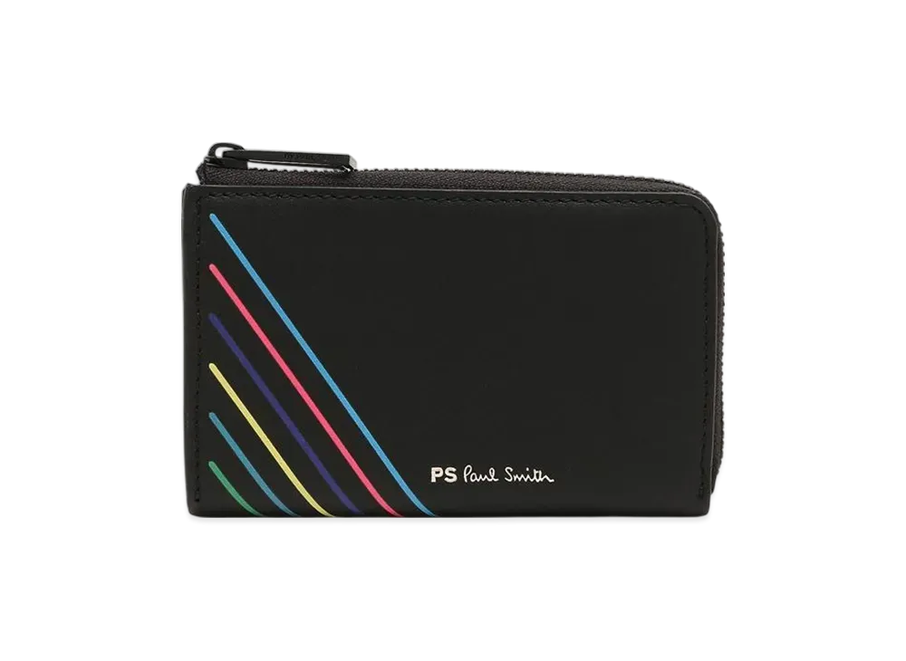 Paul Smith Coin Card Case Striped Mini Wallet "Black"
