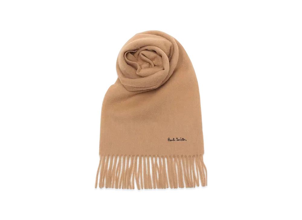 Paul Smith Scarf Logo Fringe Lambswool "Navy"