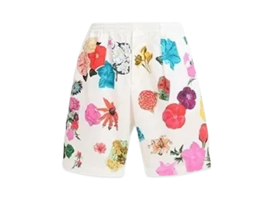 Marni Bermuda Shorts with Flower Prints "Lily White"