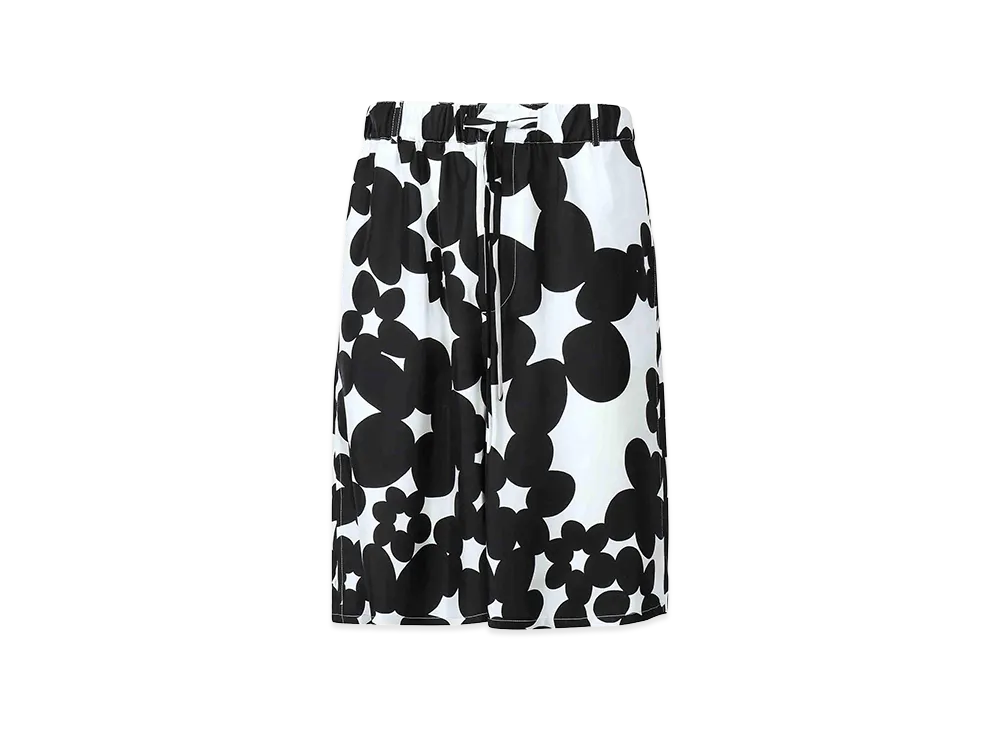 MARNI Printed Silk Bermuda Shorts "White/Black"