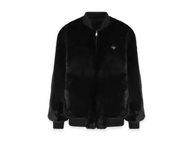 PRADA Women's Eco-Fur And Re-Nylon Reversible Bomber Jacket "Black"