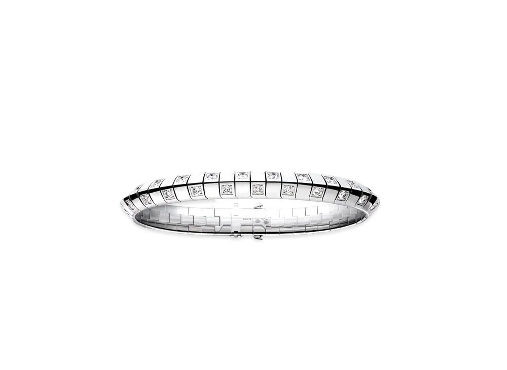 Louis Vuitton Le Damier de Louis Vuitton Medium Bracelet Diamonds "White Gold"