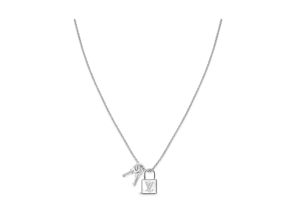 Louis Vuitton Pendentif Lockit Necklace 18K "White Gold"