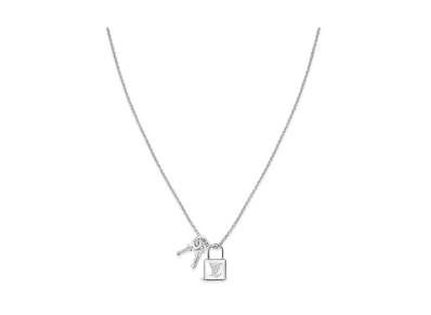 Louis Vuitton Pendentif Lockit Necklace 18K "White Gold"