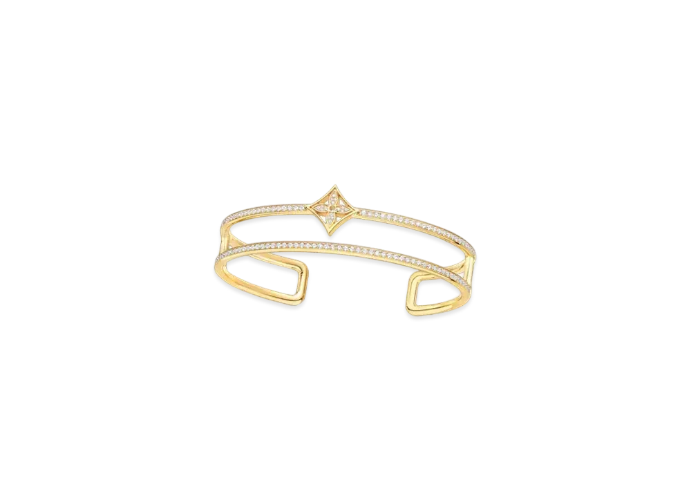 Louis Vuitton Idylle Blossom Two-Row Bracelet, Yellow Gold and Diamonds