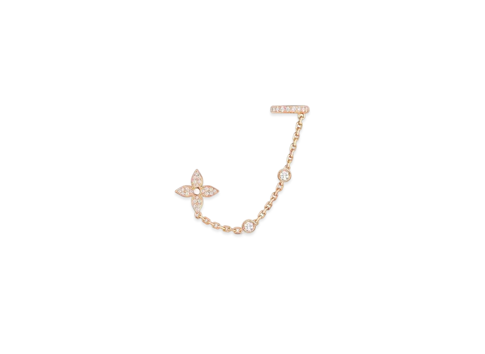 Louis Vuitton Idylle Blossom Mono Chain Earrings, Pink Gold and Diamonds - Per Unit