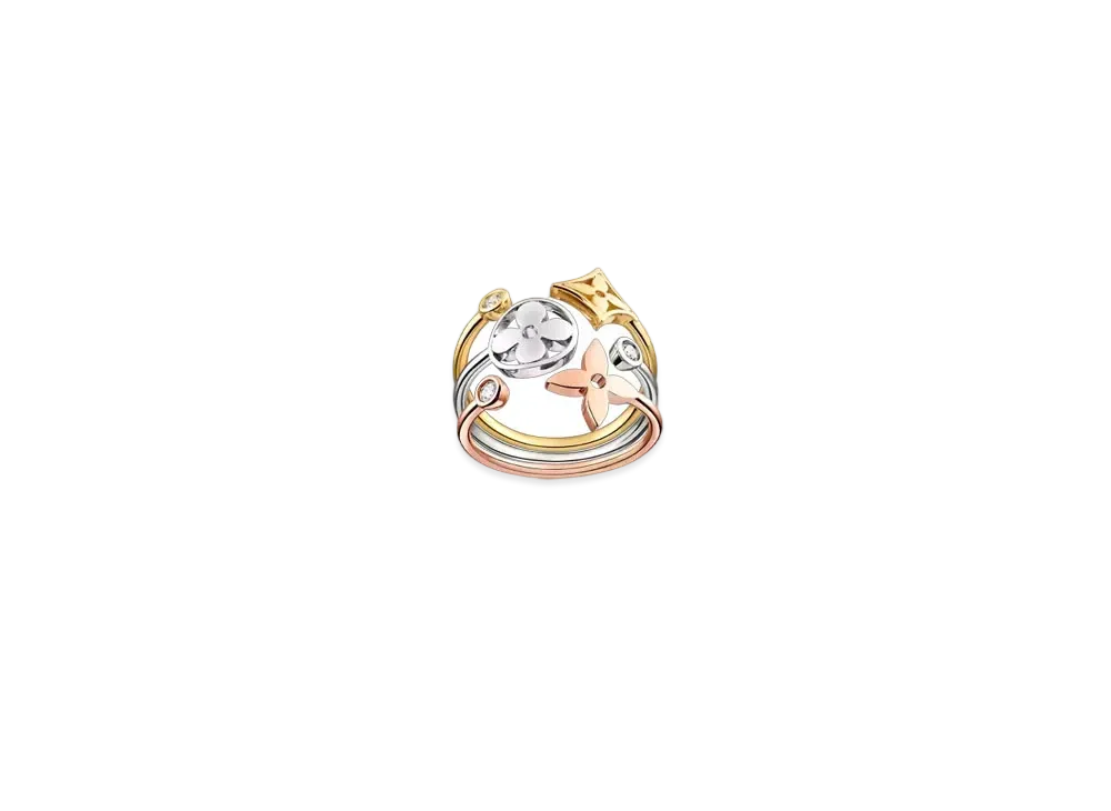 Louis Vuitton Idylle Blossom Ring, 3 Golds and Diamonds