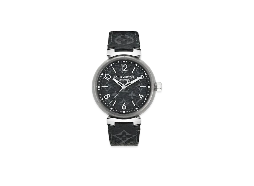Louis Vuitton Tambour Automatic GM Monogram Eclipse Rubber Belt Watch Auto 42mm "Noir"