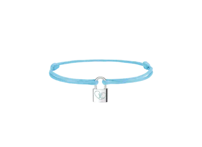Louis Vuitton Silver Lockit x Felix Lee Bracelet, Sterling Silver, Lacquer and Polyester Cord "Blue"