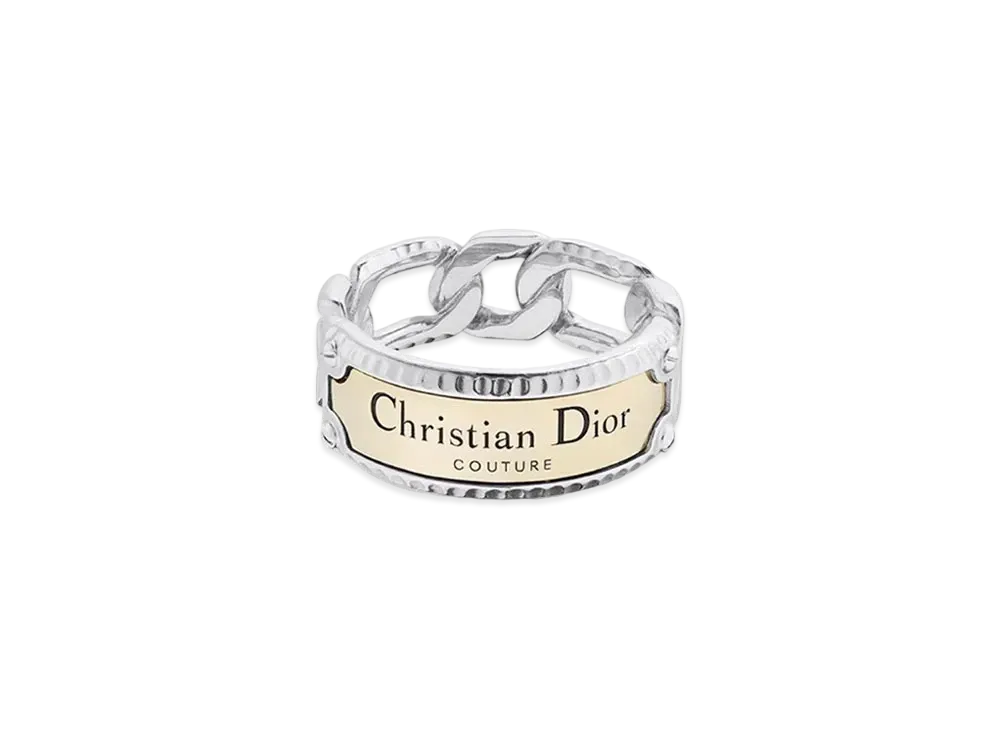 Dior Christian Dior Couture Chain Link Ring Finish Brass "Gold/Silver"
