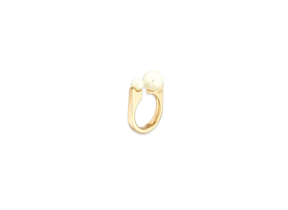 Dior Tribales New Look Ring Metal and Resin Pearls "Gold/White"